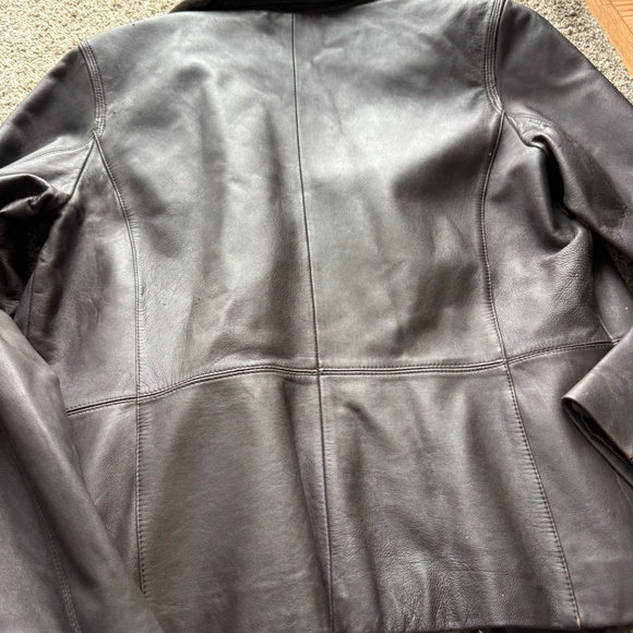 Blassport Womens Dark Brown Leather Jacket With Faux Fur Collar - Picture 11 of 13